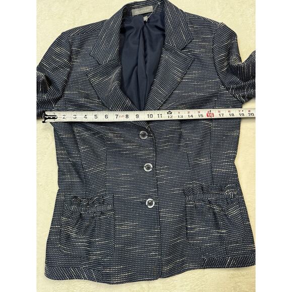 Atelier 3 Button Navy/White Tweed Single Breasted Women’s Blazer Sz10 NWT - Picture 7 of 8